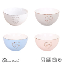 5.5 &quot;Hot Selling grabado en relieve con el corazón de diseño Cereal Bowl